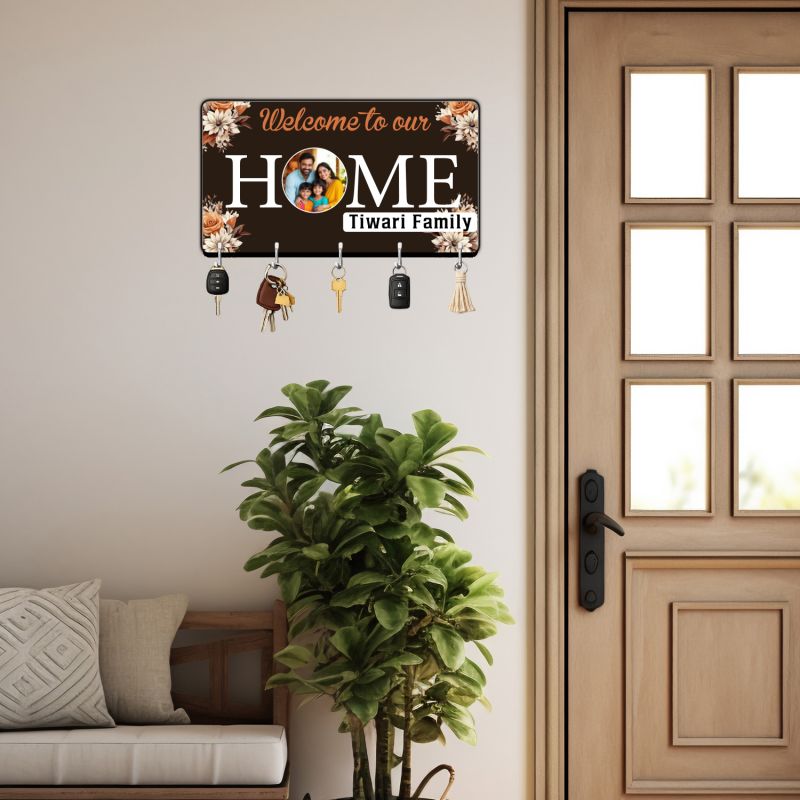 Personalised Family Welcome Key Holder with 5 Hooks